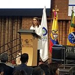 La Secretaria General de la OISS, Gina Magnolia Riaño Barón durante su intervención